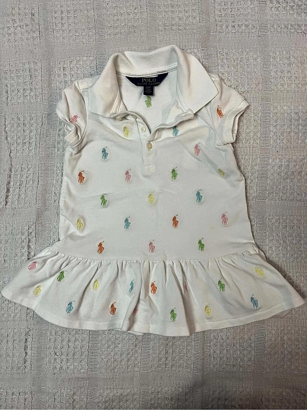 Polo Ralph Lauren Multi-Pony Cotton Mesh Polo Dress White Girls 2T